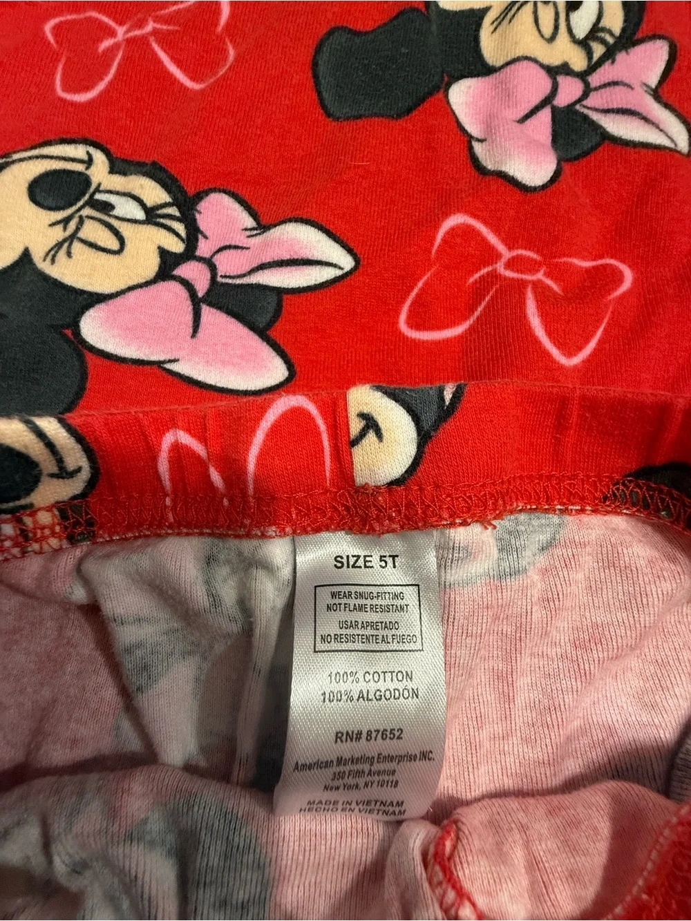 Disney Junior Toddler Girls Size 5T Minnie Mouse 2 Piece Pajama set